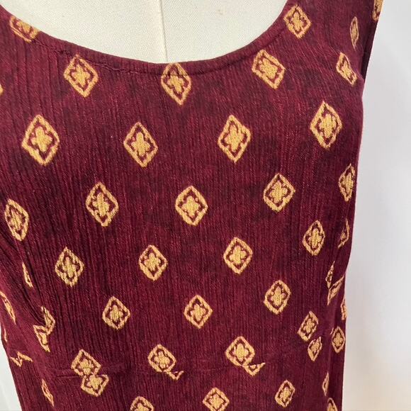 Vintage Rabbit Rabbit Rabbit Rayon Slip Dress‎ Womens M USA Made Maroon Gold - Picture 4 of 15